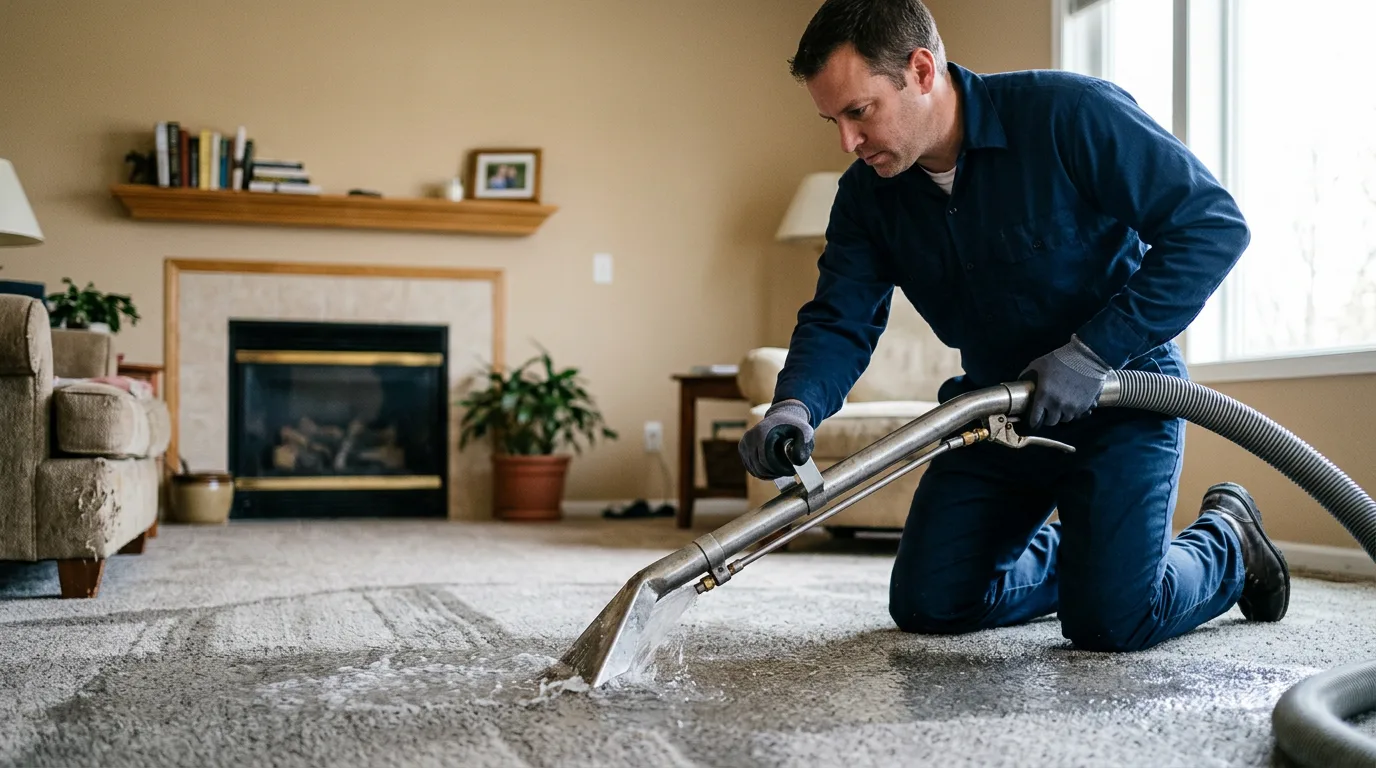 Water damage restoration technician working near Flom, MN